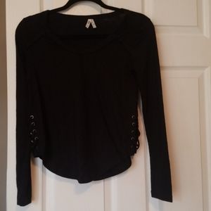 Mudd black side lace up top XS